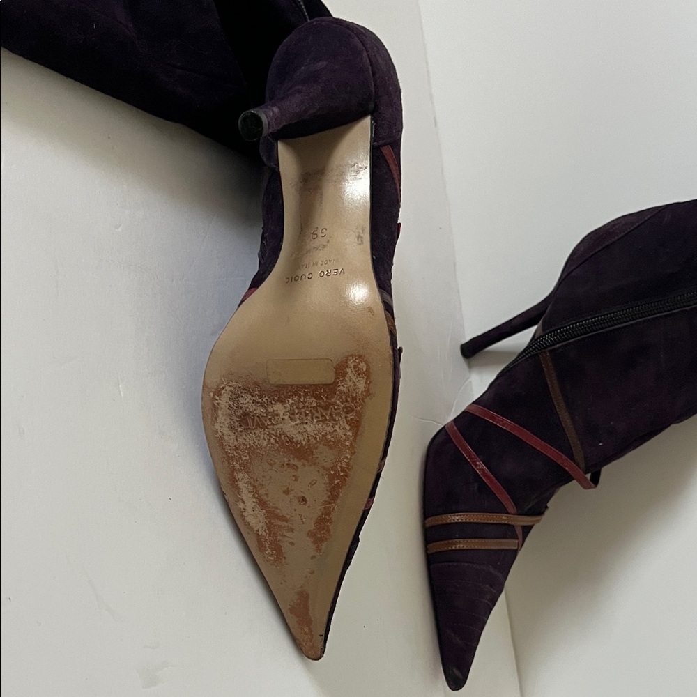 Vero Cuoio Dark Purple Heeled Boots - Picture 2 of 10